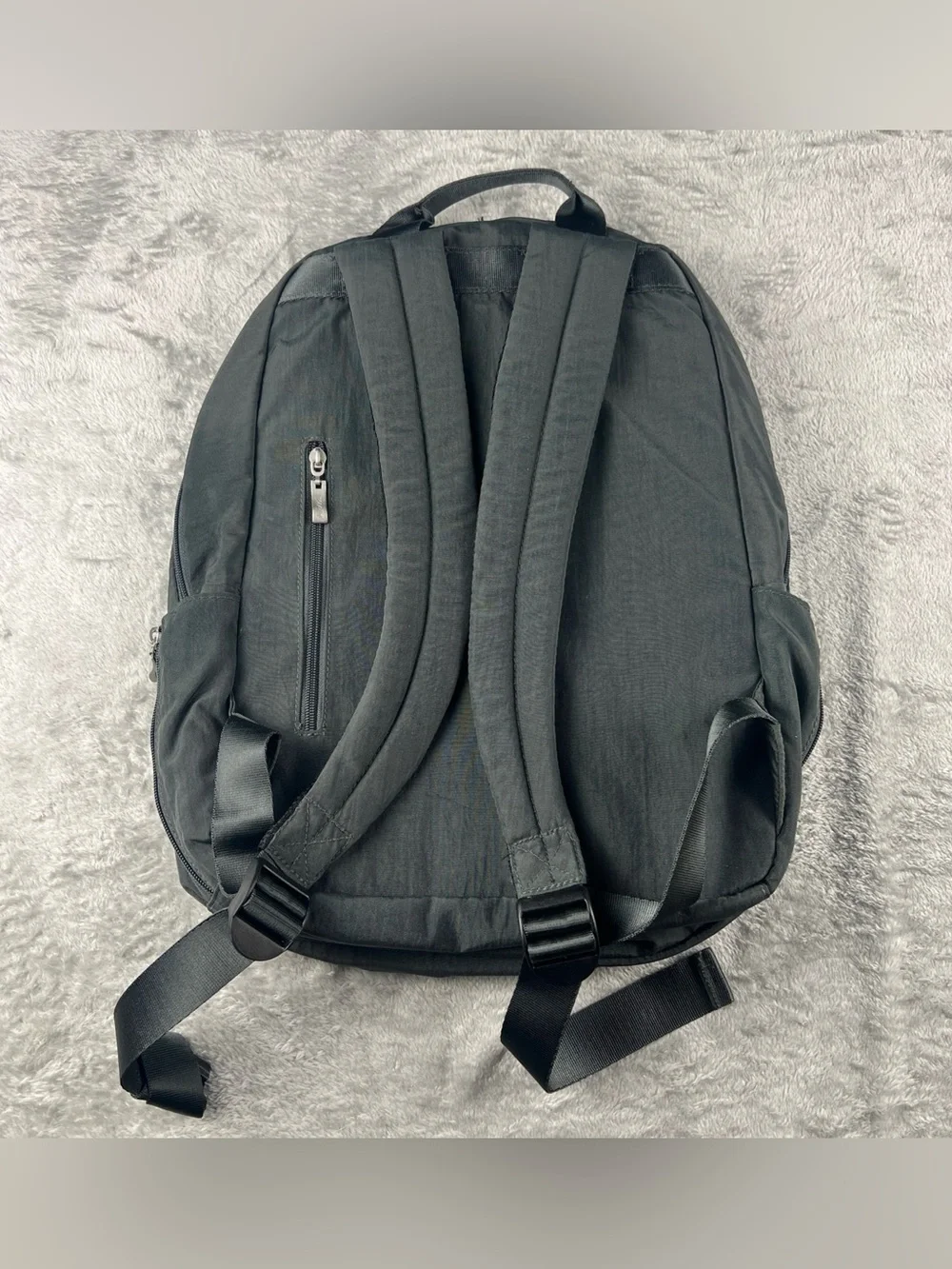 Baggallini Travel Backpack Gray Nylon Laptop Carry On Organizer Bag Pink Lining